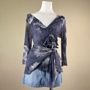 Whimsigoth Dark Fairy Johnnie Heaven Asymetrical Wrap Mesh Top